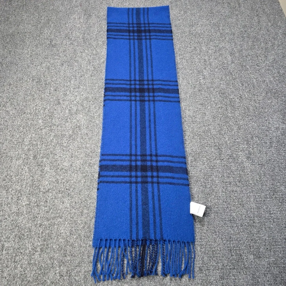 IL MORO FIRENZE Scarf Blue Plaid Cashmere Wool Blend‎ Made in Italy Luxury Soft